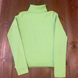 Bright Lime Green Form Fitting Turtleneck